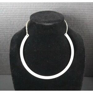 Metal Collar Necklace Choker Silver Dusted Costume Jewelry With Chain Closure